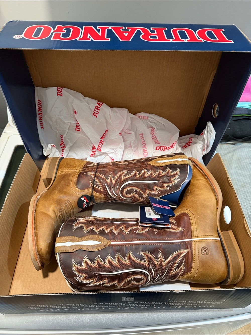 Durango Men's Chocolate Brown and Tan Western Cowboy Boots